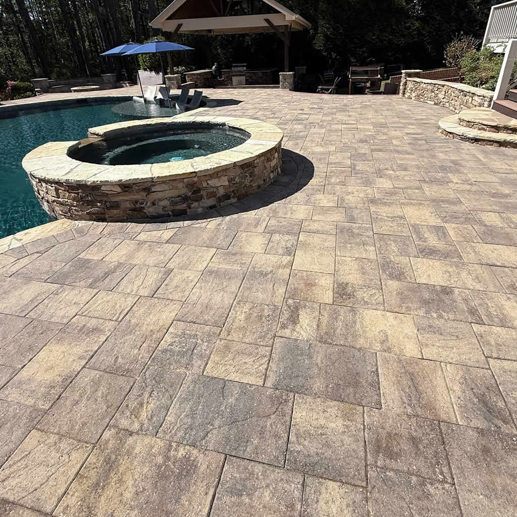 Before and after pressure washing results for exterior hard surfaces in North Carolina
